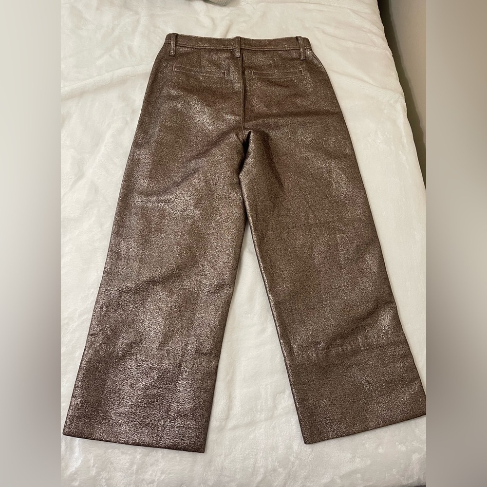 Madewell  Wide gold sparkle metallic trouser pant 28 festival 70s capri - Picture 9 of 13